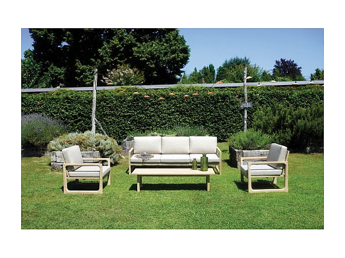 Salotto MOIA Dresda in acacia con divano a 3 posti