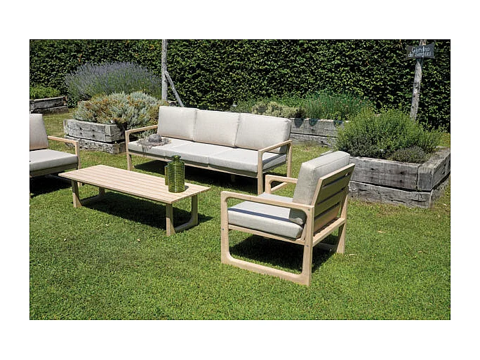 Salotto MOIA Dresda in acacia con divano a 3 posti