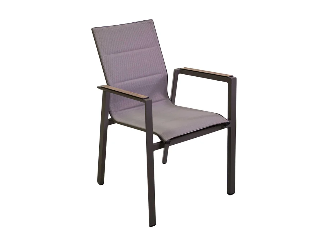 Poltrona alluminio textilene Riverside tortora (bracciolo in hpl) cm 56x66h90