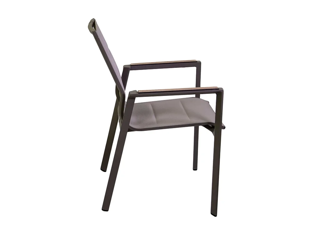 Poltrona alluminio textilene Riverside tortora (bracciolo in hpl) cm 56x66h90