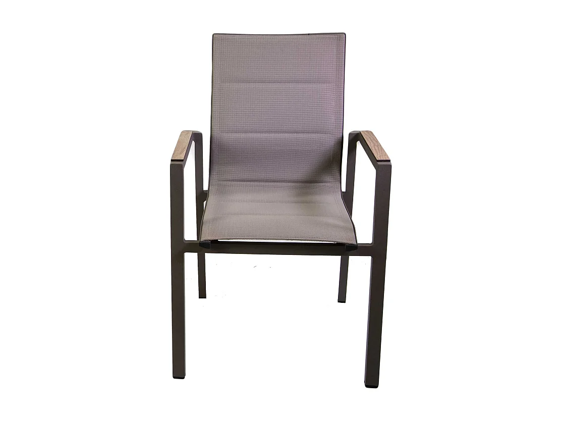 Poltrona alluminio textilene Riverside tortora (bracciolo in hpl) cm 56x66h90