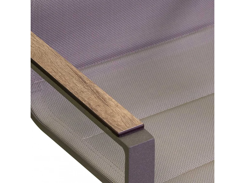 Poltrona alluminio textilene Riverside tortora (bracciolo in hpl) cm 56x66h90
