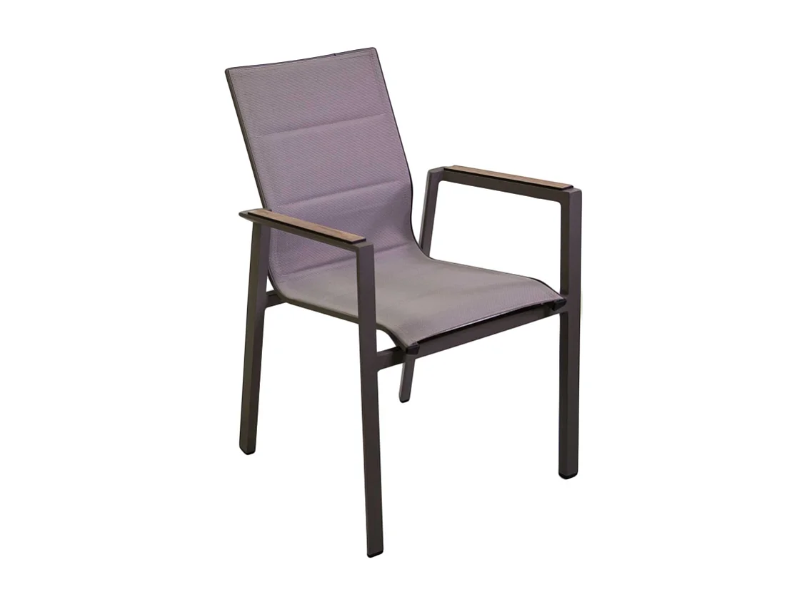 Poltrona alluminio textilene Riverside tortora (bracciolo in hpl) cm 56x66h90