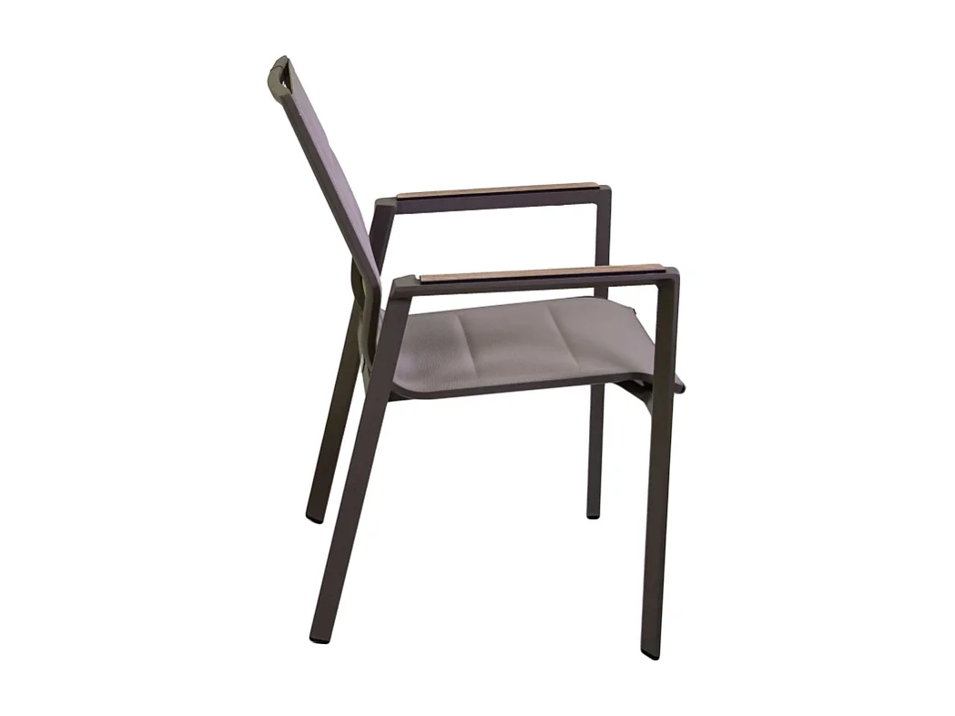 Poltrona alluminio textilene Riverside tortora (bracciolo in hpl) cm 56x66h90