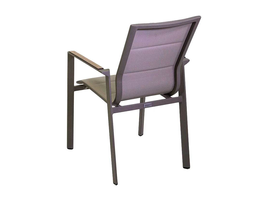 Poltrona alluminio textilene Riverside tortora (bracciolo in hpl) cm 56x66h90