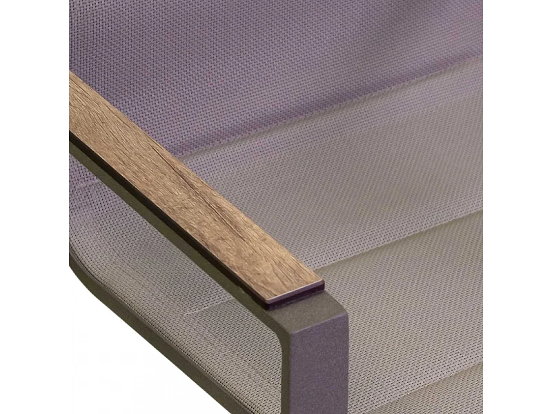 Poltrona alluminio textilene Riverside tortora (bracciolo in hpl) cm 56x66h90