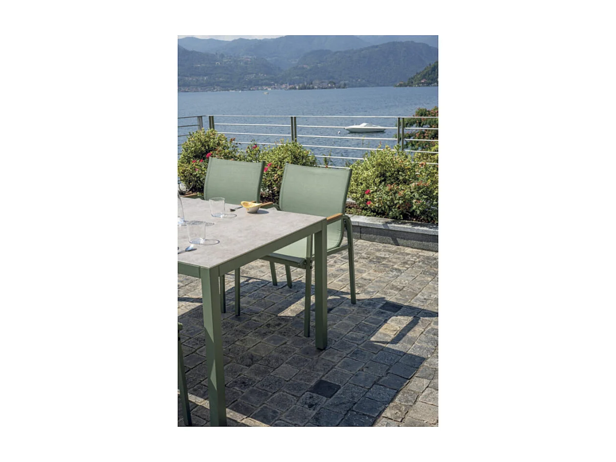 Garten-Set mit Glastisch und 4 Stühlen Tarquinia - Dunkel Grün