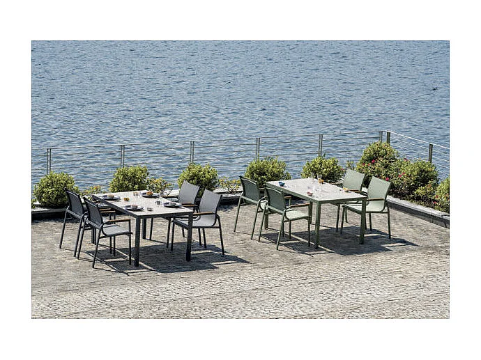 Garten-Set mit Glastisch und 4 Stühlen Tarquinia - Dunkel Grün