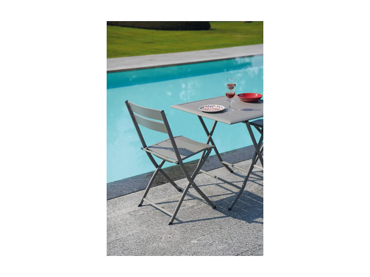 Set Di 2 Sedie Lucca In Alluminio Pieghevole Tortora Moia