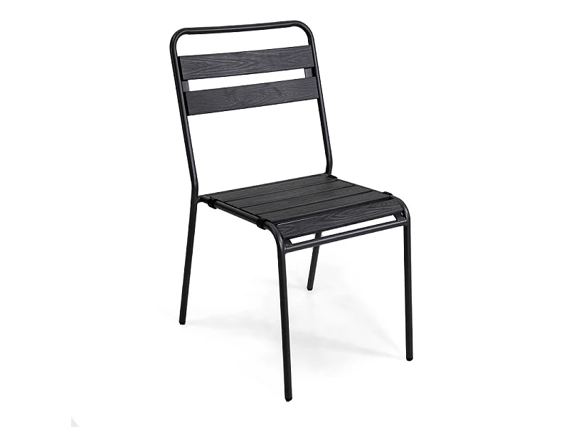 Sedia metallo Loki antracite con polywood cm 46x60h45/86