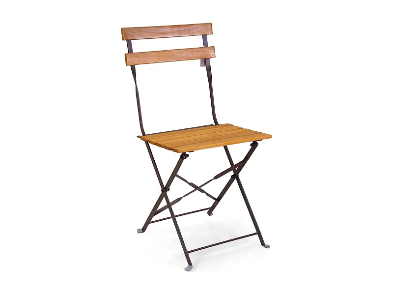 Sedia pieghevole metallo Tego con seduta e schienale in legno cm 42x48h45/85