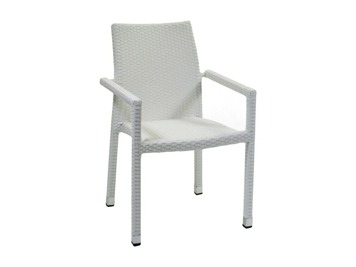 Poltrona adila polyrattan bianco ghiaccio quadro cm 60x61h44/46/65/88