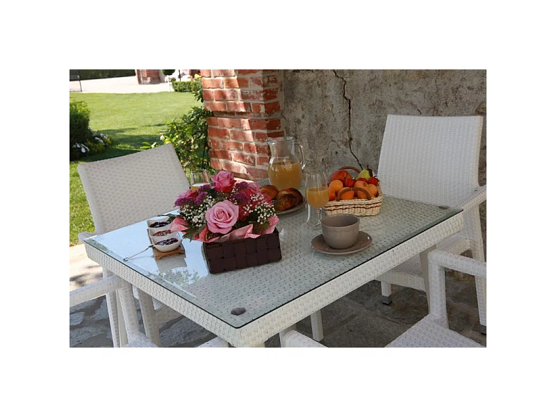 Poltrona adila polyrattan bianco ghiaccio quadro cm 60x61h44/46/65/88