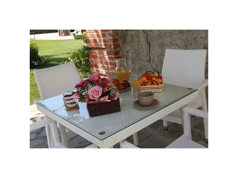 Poltrona adila polyrattan bianco ghiaccio quadro cm 60x61h44/46/65/88