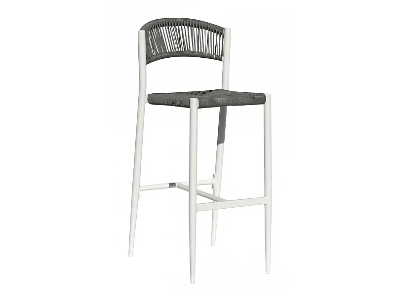 Set Di 2 Sgabelli Milano Contract In Alluminio Bianco E Corda Grigia Moia