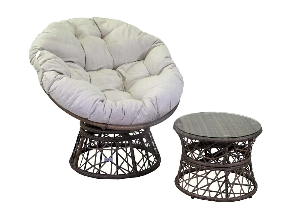 Poltrona alluminio polyrattan Baltimorapapasan con cuscino e tavolino