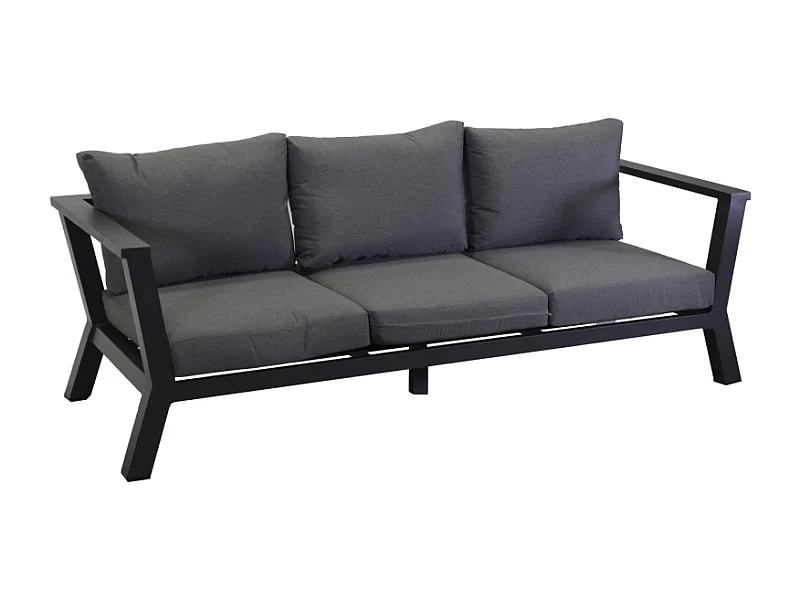Divano alluminio riverton 3 posti antracite cm 193x78h84