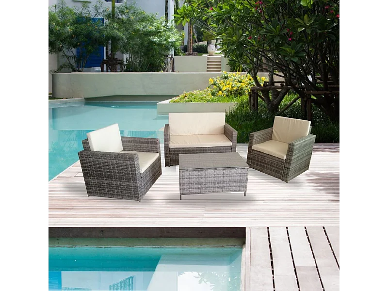 Salotto da giardino WRS066G rattan grigio WRS066G