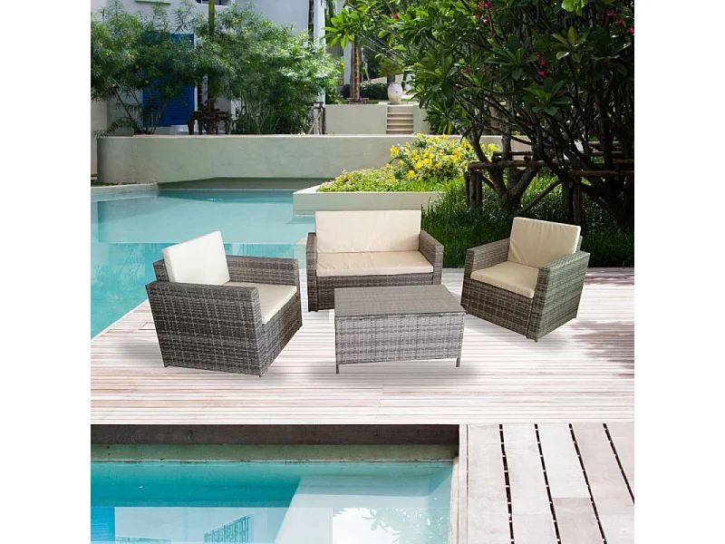 Salotto da giardino WRS066G rattan grigio WRS066G