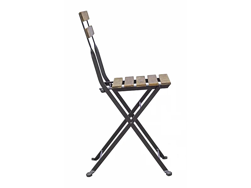 Set Bistrò In Ferro E Acacia Fsc Scura - 2 Sedie E Un Tavolo 55X54 Cm Moia