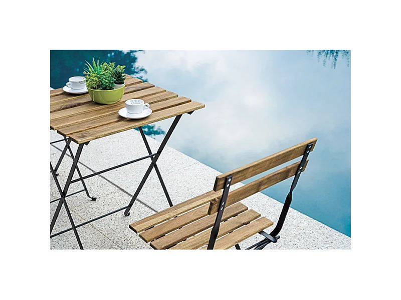 Set Bistrò In Ferro E Acacia Fsc Scura - 2 Sedie E Un Tavolo 55X54 Cm Moia