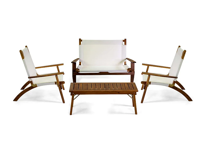 Salotto legno Diane 2 posti con tessuto ecru