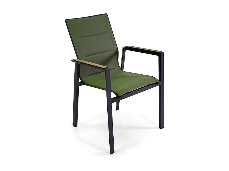 Poltrona alluminio textilene Riverside verde (bracciolo in hpl) cm 56x66h90