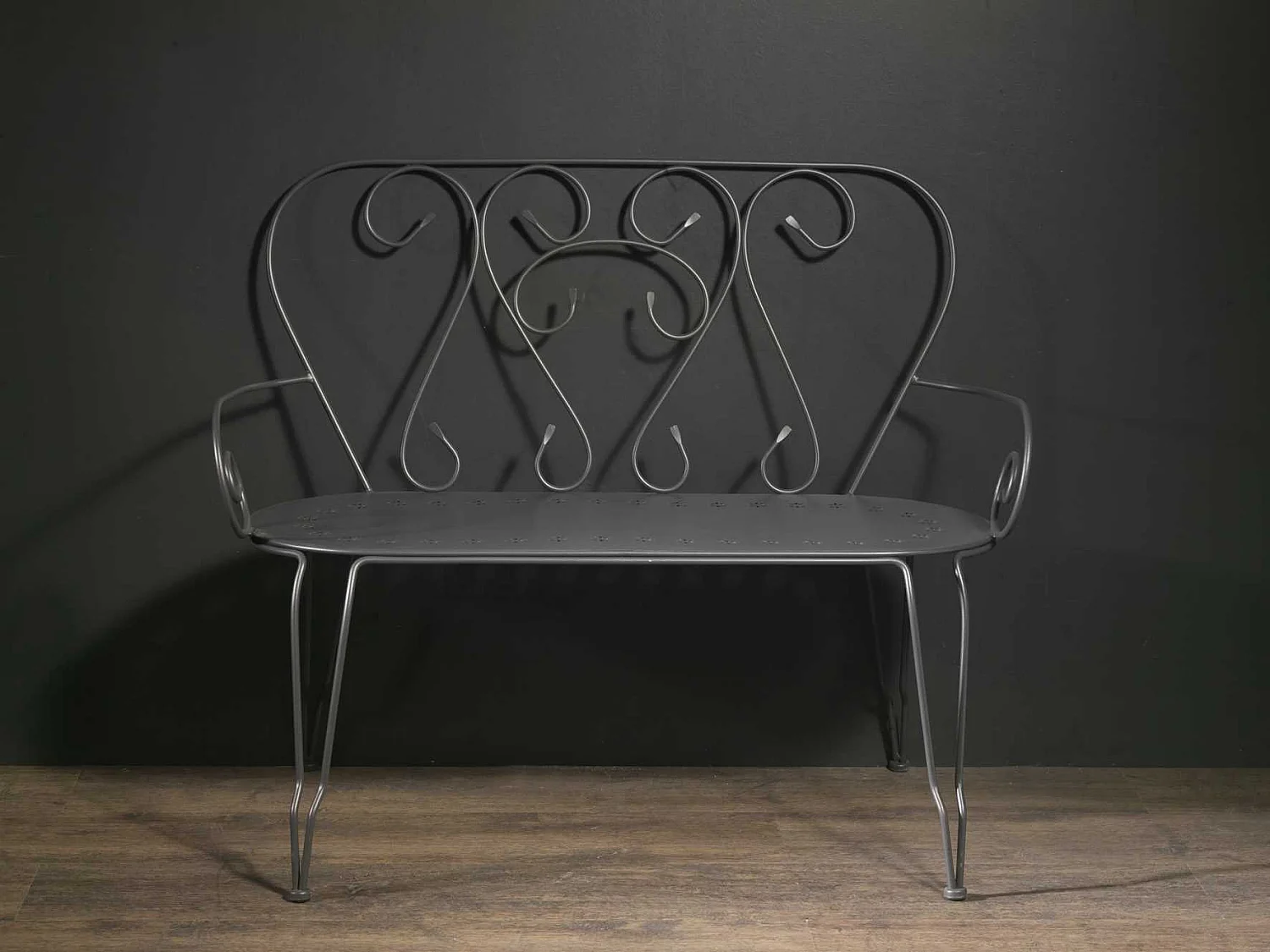Panchina metallo new old antracite cm 105x48h88