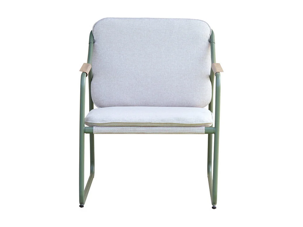 Conjunto de jardín moderno 2 sillones, sofá y mesa Tinos - Verde oscuro