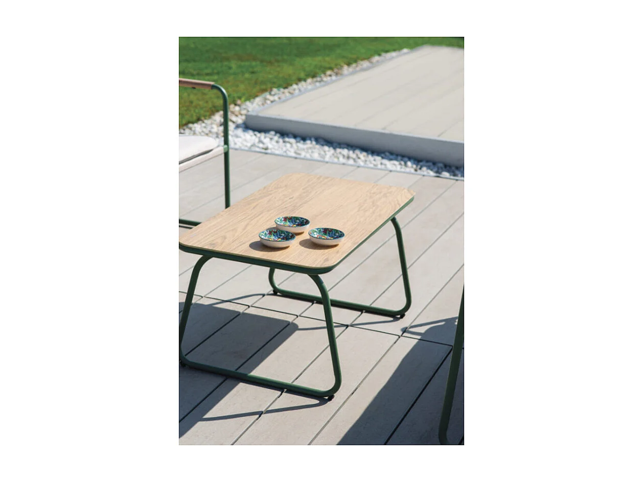 Conjunto de jardín moderno 2 sillones, sofá y mesa Tinos - Verde oscuro