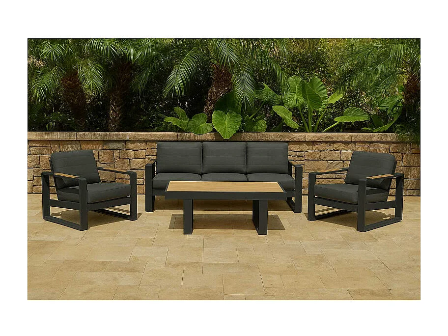 Salotto alluminio Blaine antracite 3 posti