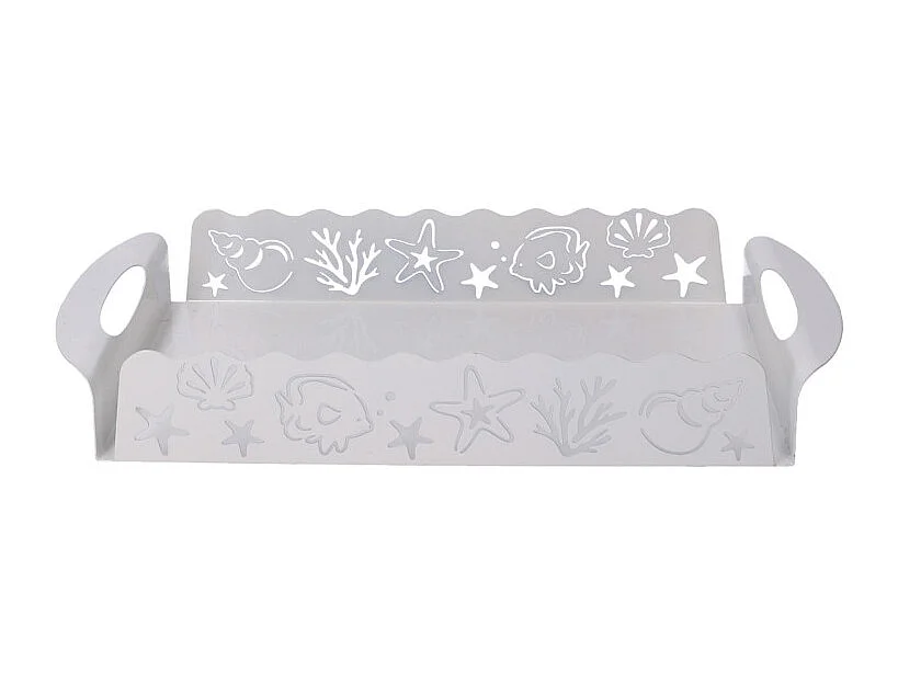 Vassoio metallo mare bianco rettangolare cm 41x20h6