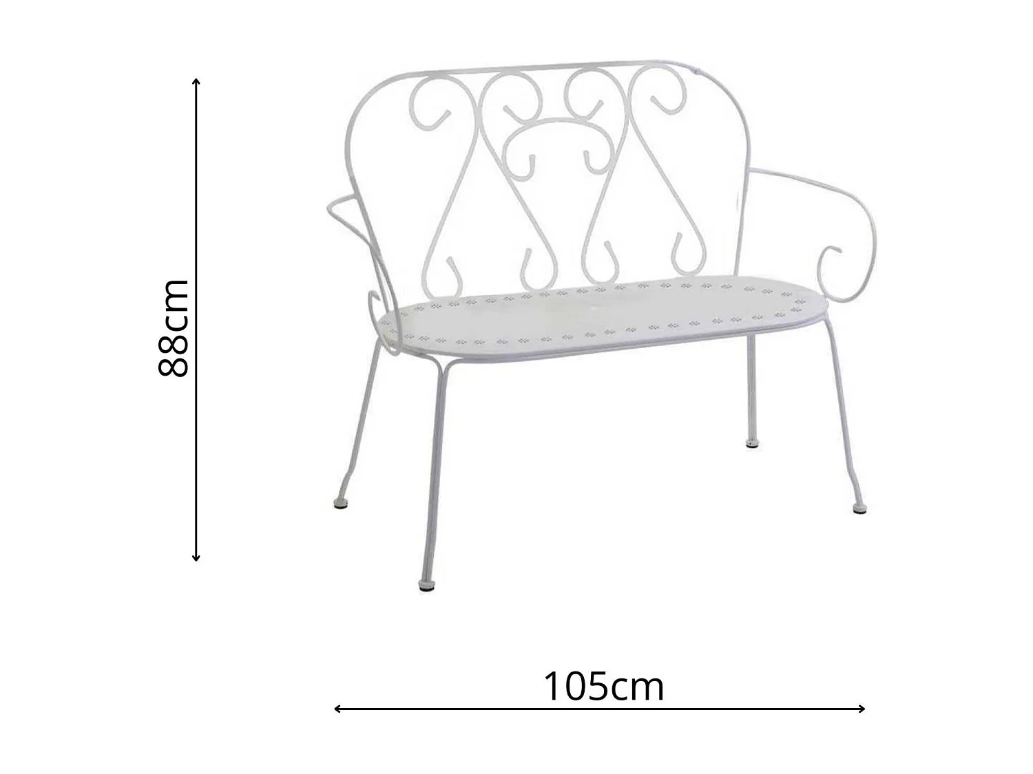 Panchina metallo new old bianco crema cm 105x48h88