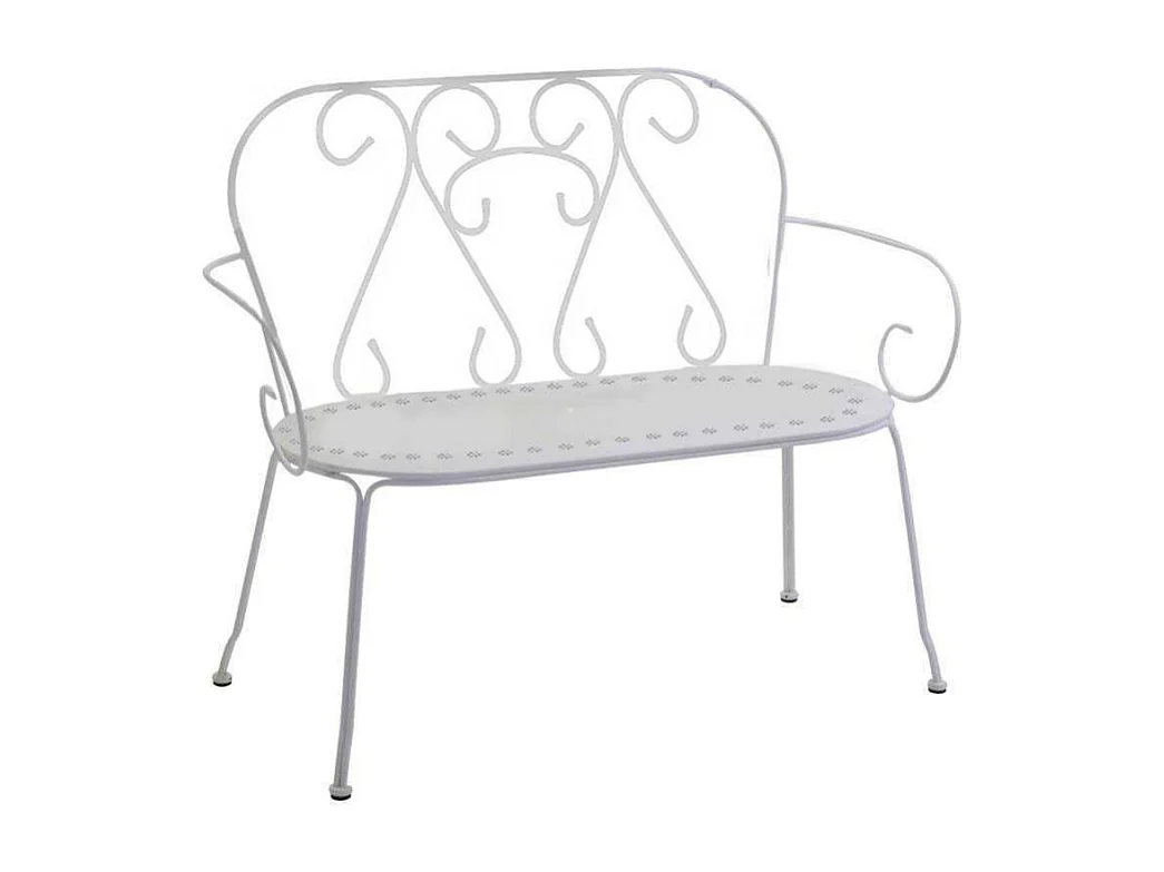 Panchina metallo new old bianco crema cm 105x48h88