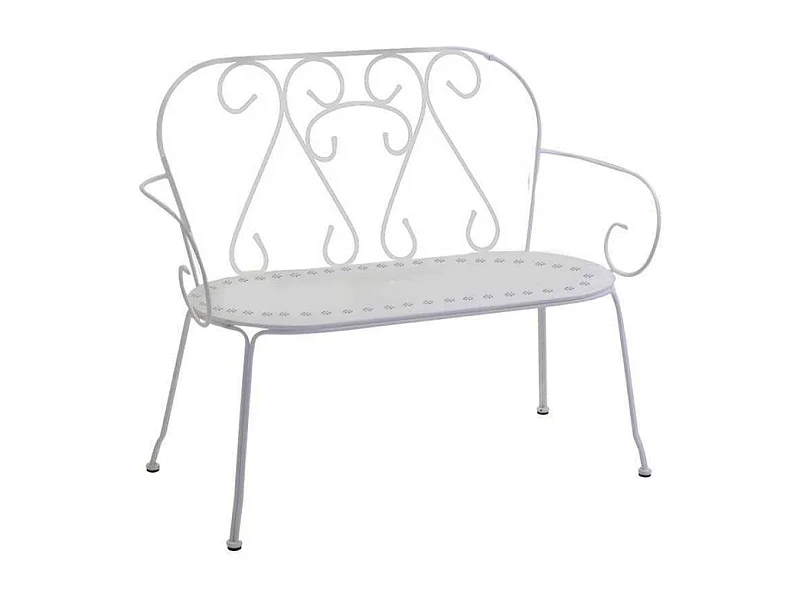 Panchina metallo new old bianco crema cm 105x48h88