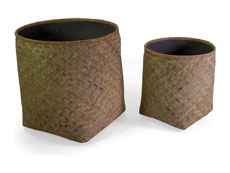 Portavaso cemento bambù 1-2 naturale tondo cm ø75h80