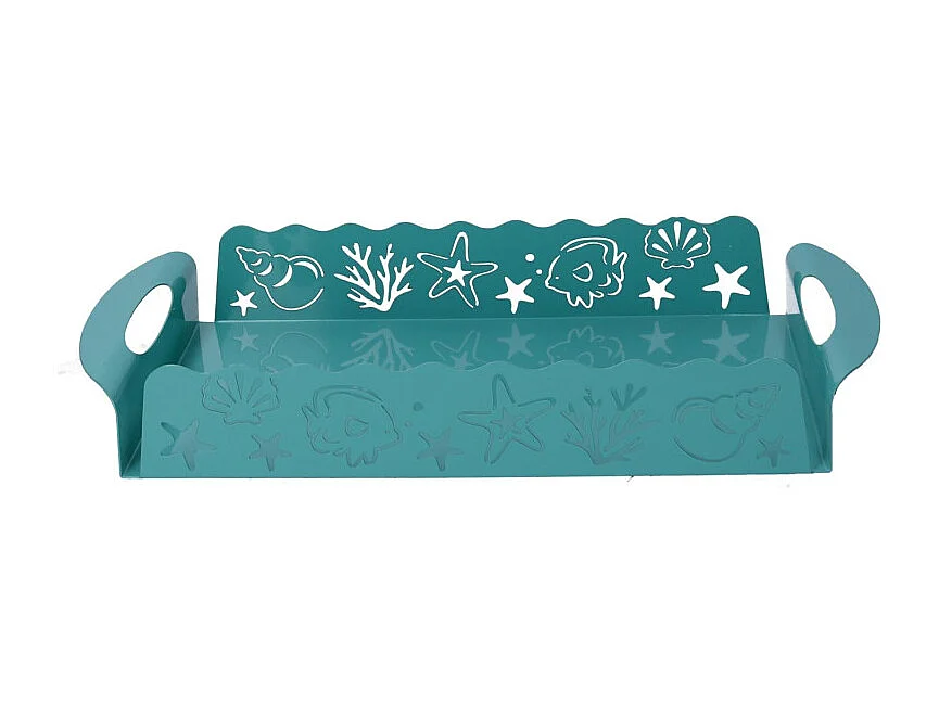 Vassoio metallo cavalluccio verde acquarettangolare cm 41x20h6