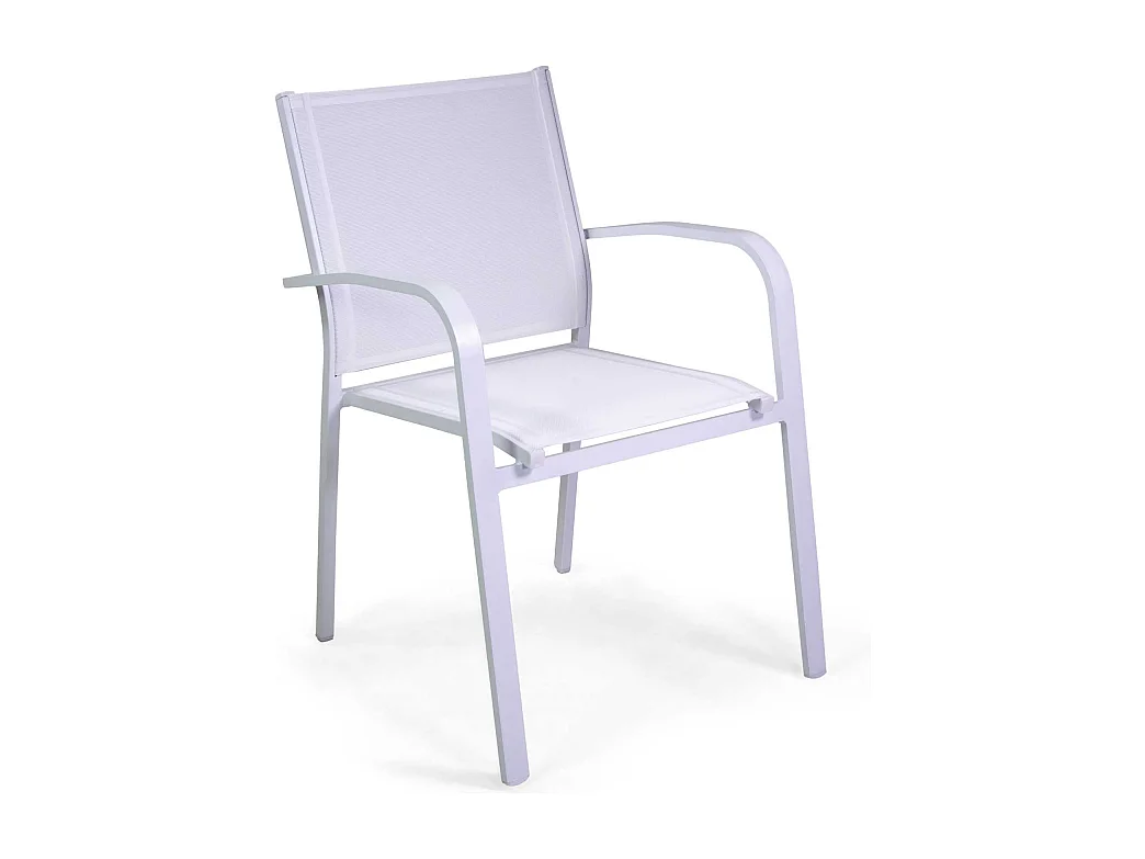Poltrona alluminio sullivan bianca con textilene bianco cm 61x56h43/60/84