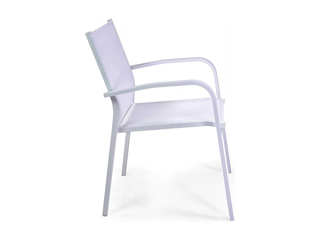 Poltrona alluminio sullivan bianca con textilene bianco cm 61x56h43/60/84