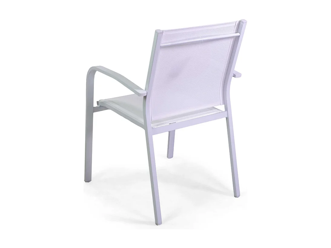 Poltrona alluminio sullivan bianca con textilene bianco cm 61x56h43/60/84