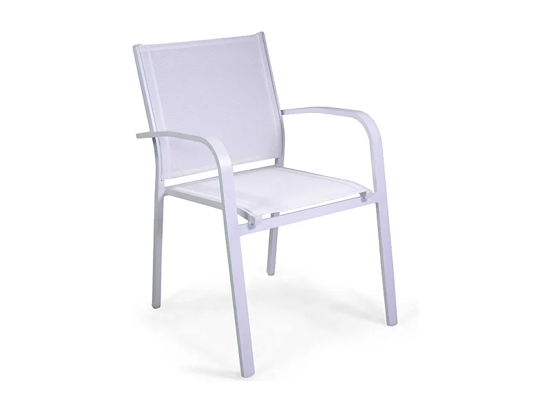 Poltrona alluminio sullivan bianca con textilene bianco cm 61x56h43/60/84