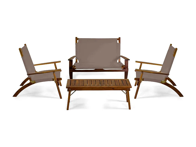 Salotto legno Diane 2 posti con tessuto verde militare