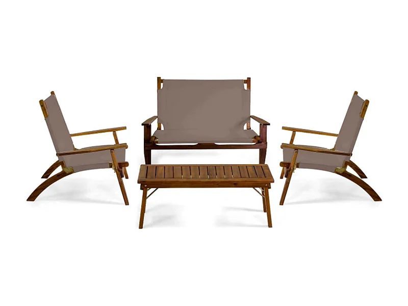 Salotto legno Diane 2 posti con tessuto verde militare