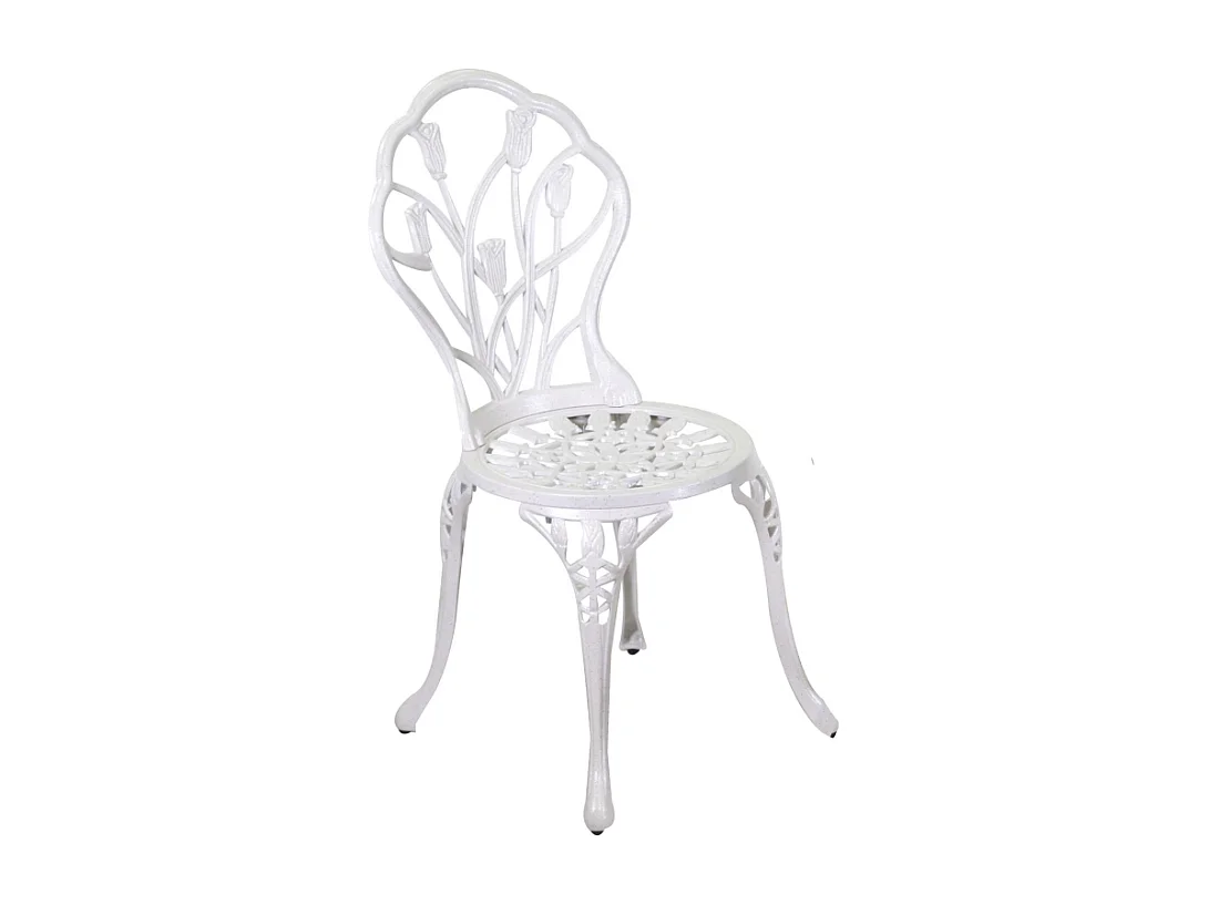 Tavolo alluminio pressofuso Parma bianco anticato tondo con 2 sedie