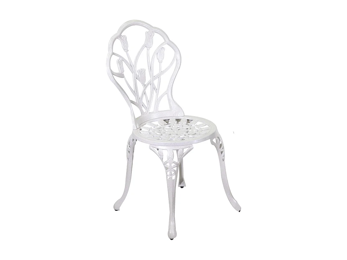 Tavolo alluminio pressofuso Parma bianco anticato tondo con 2 sedie