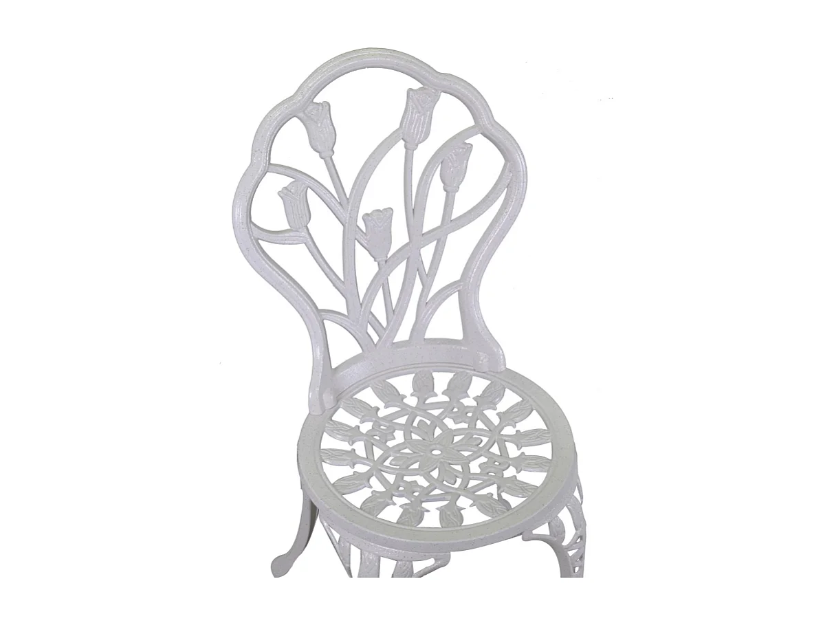 Tavolo alluminio pressofuso Parma bianco anticato tondo con 2 sedie