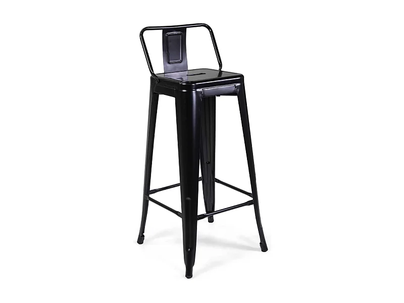 Sgabello ferro new bristol nero con schienale cm 42x42h77/95,5