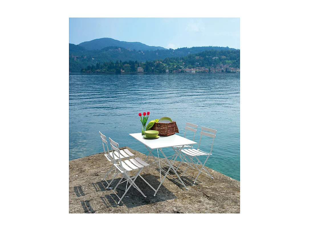 Set Di 2 Sedie Bistro' In Ferro Avorio Moia