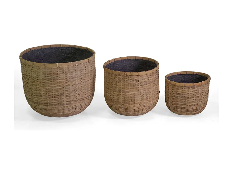 Portavaso cemento bambù 1-3 naturale tondo cm ø49h43