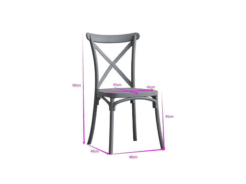Sedia polipropilene Cross bianco cm 47x51h45,5/90
